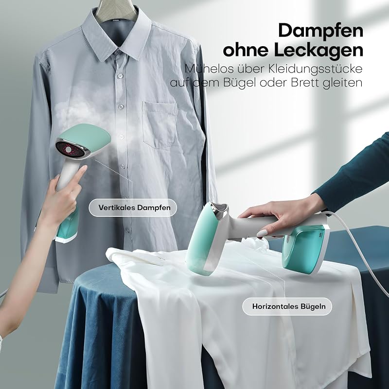 Steamer Dampfglätter 1500W 365ml Wassertank Faltenentferner Tragbar, Grün