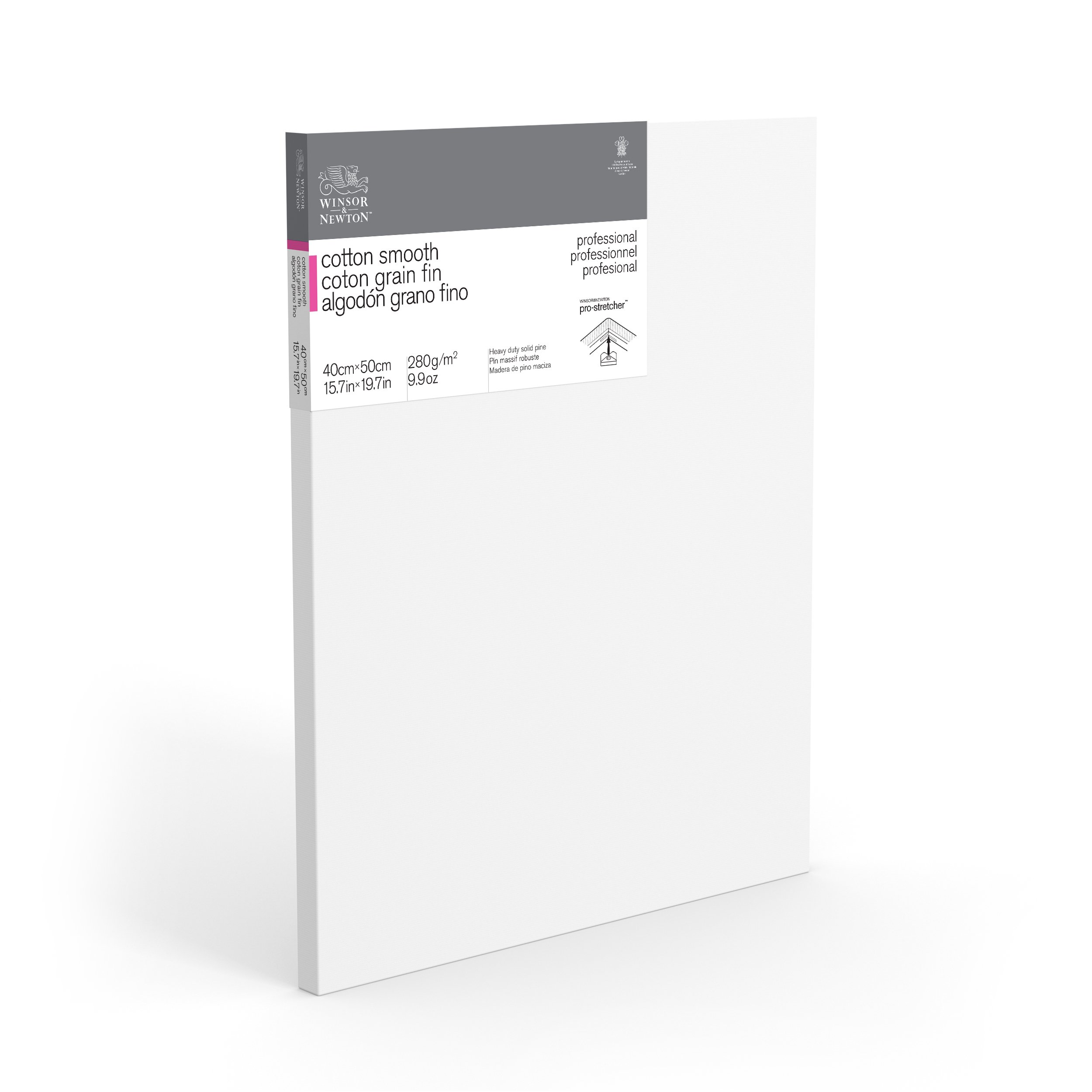 Winsor & Newton 6205028 Professional Stretcher Frame Fine Grain Canvas with 280 g/m² 100% Cotton Triple Primed for Watercolour, Oil Paints, Acrylic Paints - 40 x 50 cm