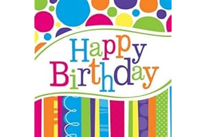 Creative Converting 655412 Bright and Bold Happy Birthday Beverage Napkins, Multicolor, One Size, 18ct
