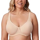 DELIMIRA Women's Seamless Tshirt Bras Plus Size Full Coverage Underwire Lightly Lined Bra Up to F