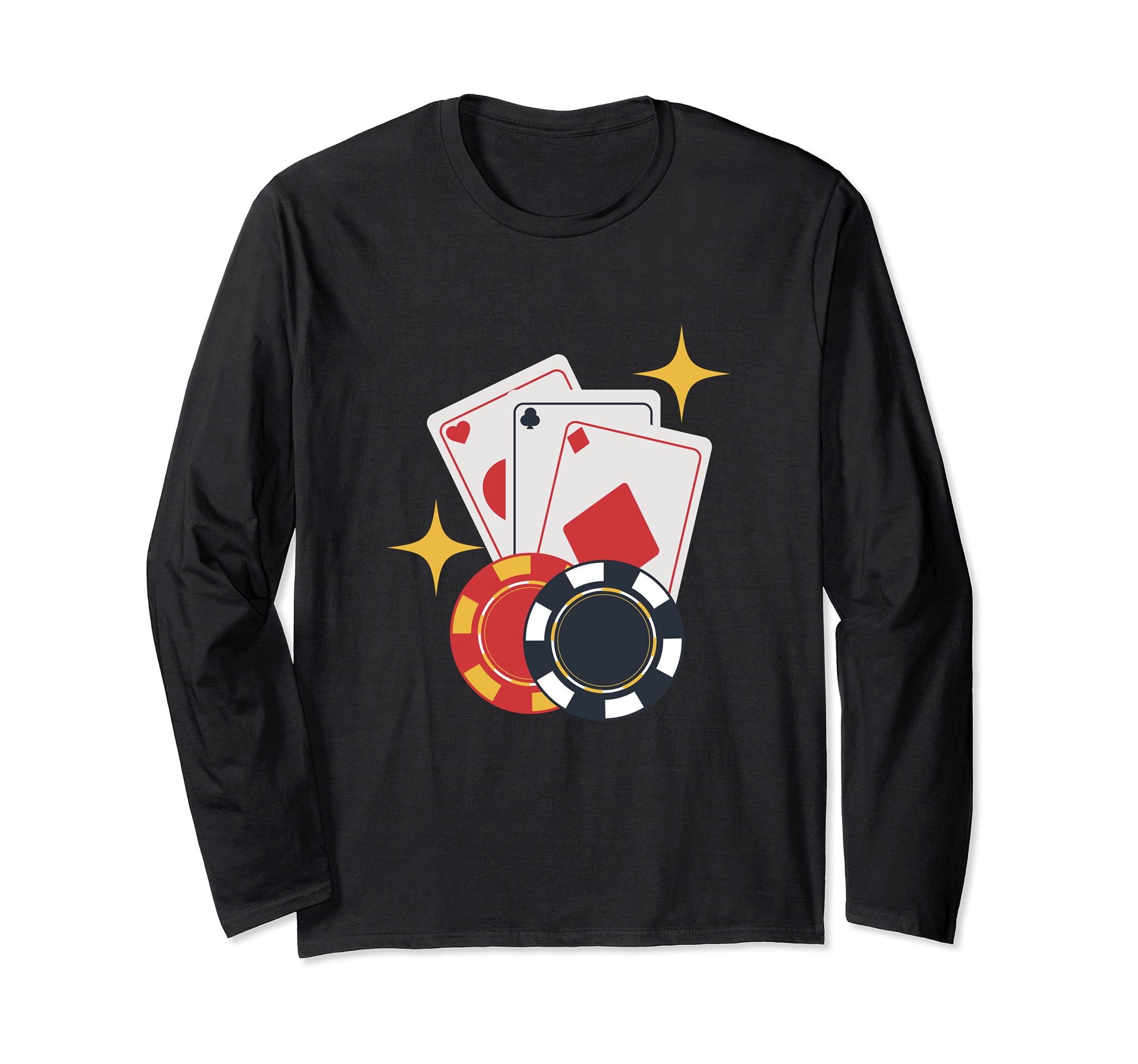 Funny Cards And Chips Design Poker Player Gambling Long Sleeve T-Shirt