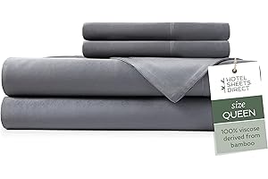 Hotel Sheets Direct 100% Viscose Derived from Bamboo Sheets Queen - Cooling Luxury Bed Sheets w Deep Pocket - Silky Soft - Dark Grey