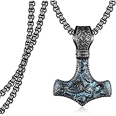 Sbzxbt Thors Hammer/Axe/Celtic Knot Necklace 925 Sterling Silver Viking Necklaces for Men Women Viking Norse Jewelry Gifts for Men Women