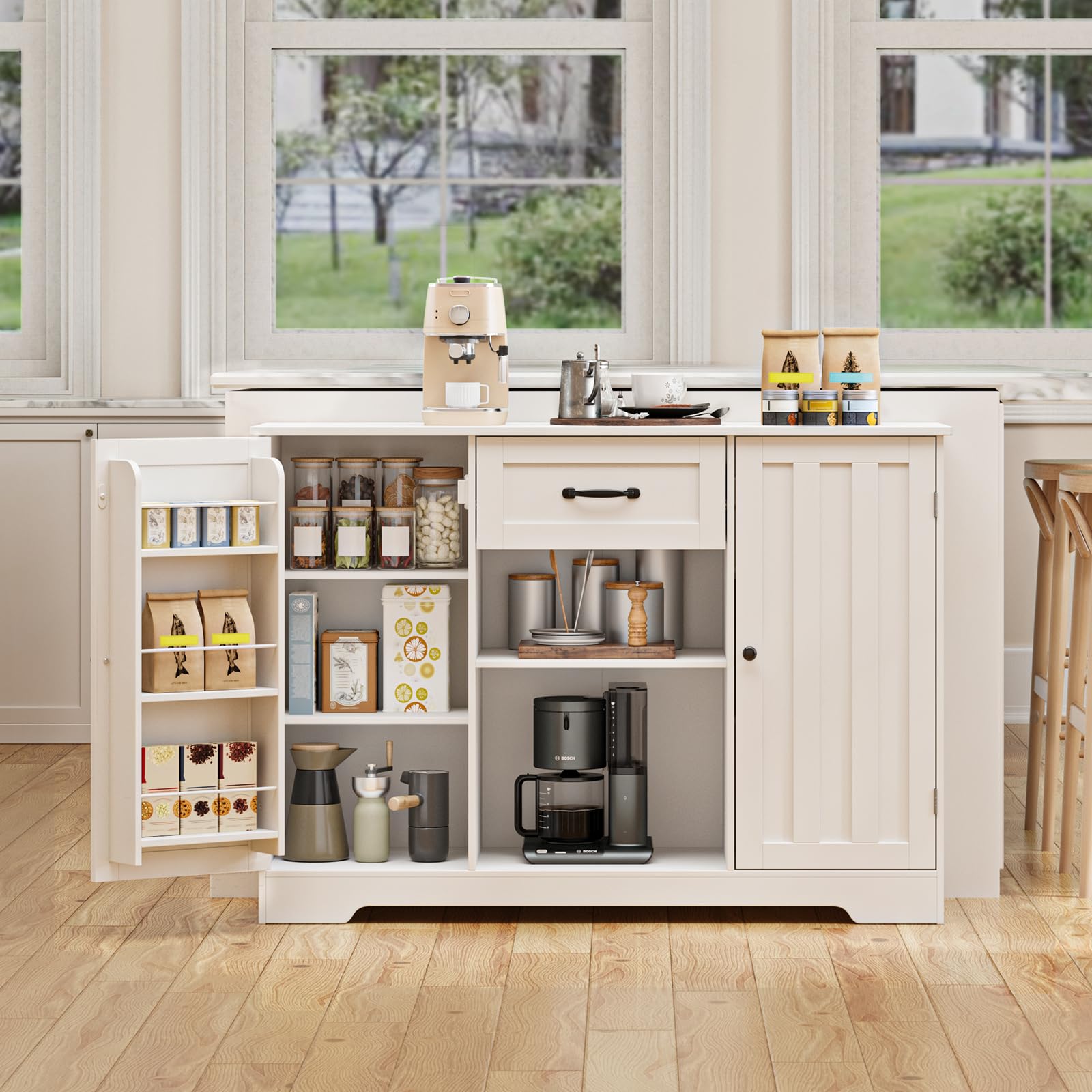 Gizoon Kitchen Sideboard Buffet Cabinet with Storage Coffee Bar Cabinet ...