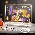Signsxcel LED Note Board with Colors, 6 Modes & 8 Colors Acrylic Dry Erase Board with Light, Include Adapter Led Drawing Boar
