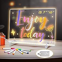 Cosmody LED Board, Lumiboard LED Drawing Board, Doodle Glow Drawing Boards, Acrylic Dry Erase Boards With Soft Eye Protection Light, Night Light For Bar/Shop/ Office/Holiday/Gifts