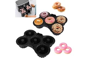 2 Pcs Silicone Donut Mold for 8QT-10QT Air Fryer, Reusable Donut Pan for Baking, 5 Cavity Non-Stick Bagel Pan, Air Fryer Acce