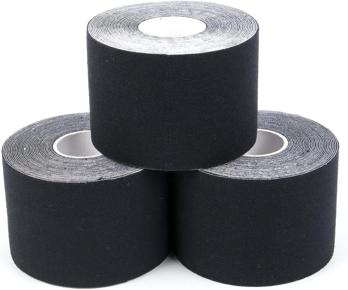 Kinesiology Tape, K Sports Tape Muscle Tape for Knee Shoulder Ankle Elbow 5cm X 5m (Beige) (Black), 3 Count (Pack of 1) - Image 4