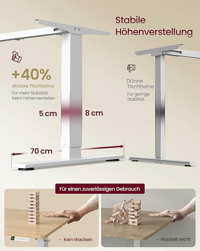 Höhenverstellbarer Schreibtisch, mit USB-C, 180 x 80 cm