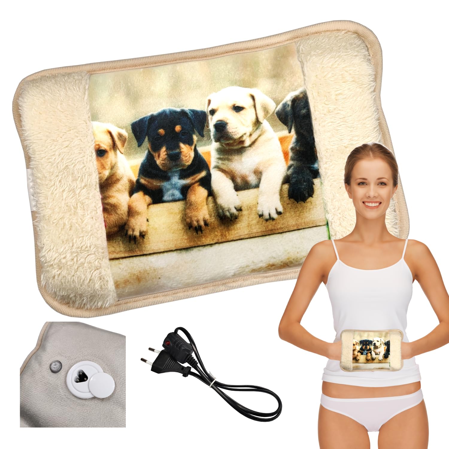 Powersell - Electric Hot Water Bottle | Plush Lining for Softness | Long-Lasting Heat up to 5 Hours | Easy Electric Charging | Suitable for Winter Use, Plush Toy