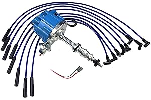 A-Team Performance 8mm Silicone Wire & Silicone Cap Kit for HEI Distributor - Blue - Compatible with Ford FE 332-428 - Distributor Cap Rotor Kit & Ignition Wires