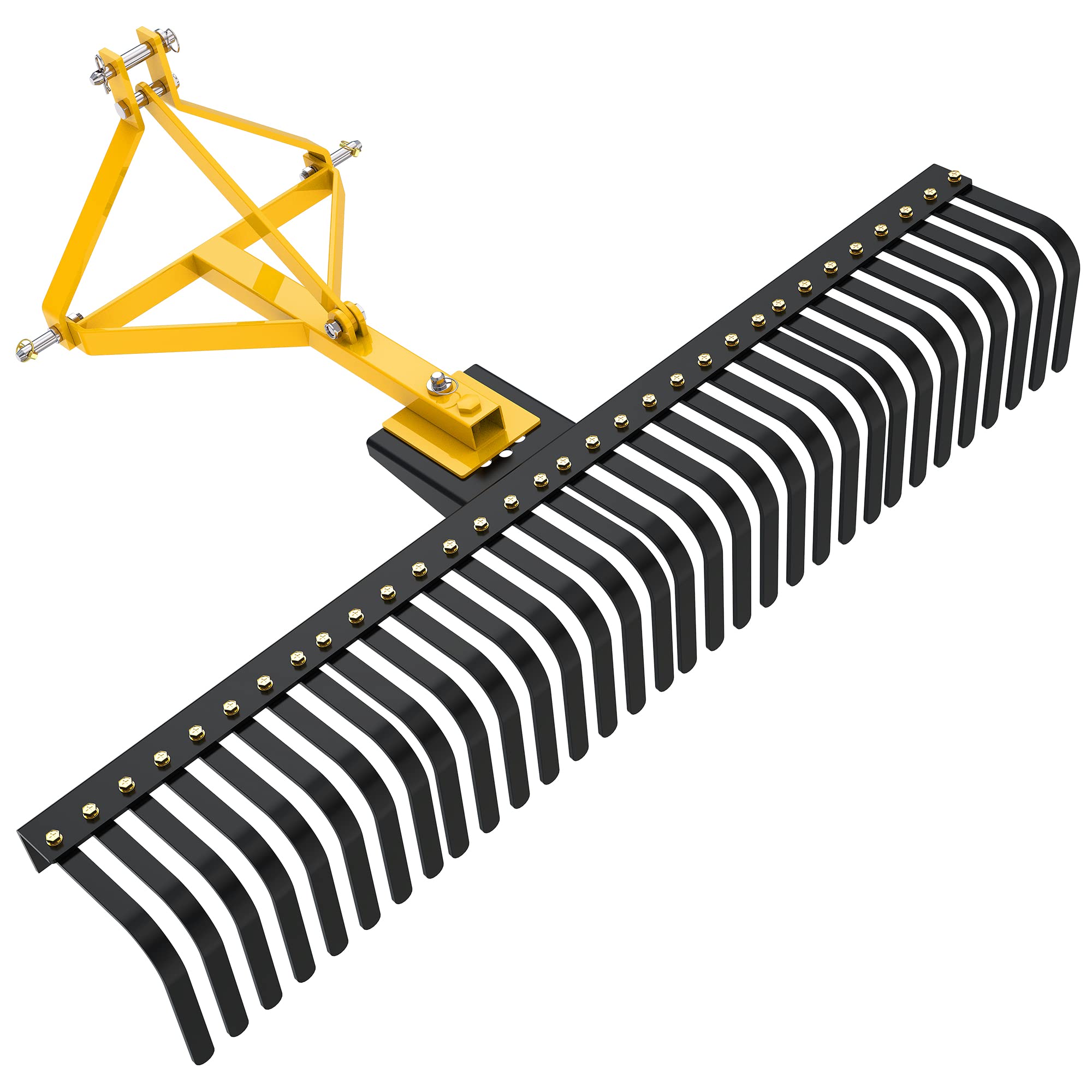 YITAMOTOR 5 FT Landscape Rock Rake, 3 Point Attach Rake with 360 Degree ...