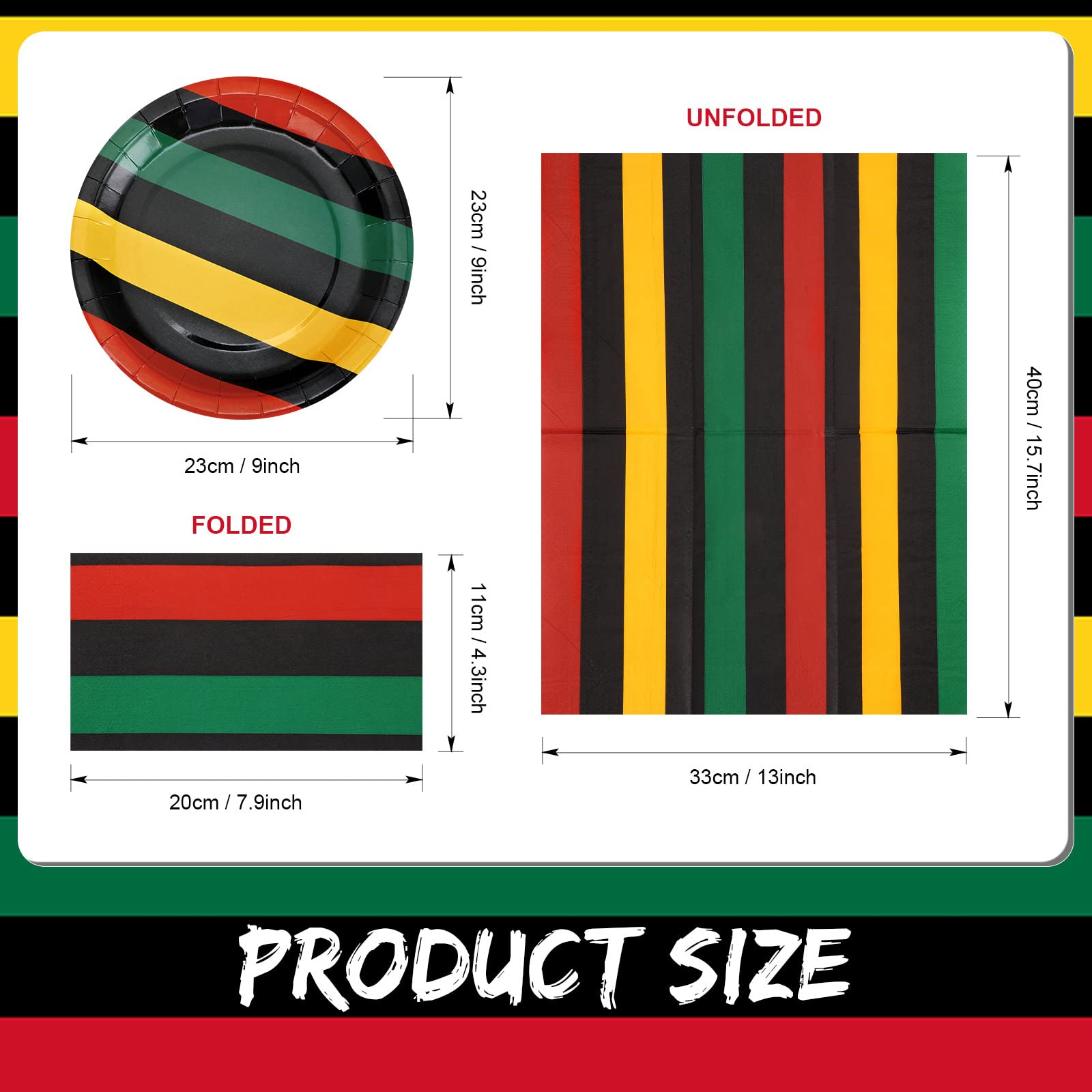 Condition photo showing New/Like New for satinior 200 pieces juneteenth decorations red yellow black green disposable plates juneteenth napkins round shaped paper plates for black history month jamaica freedom day african party supplies