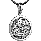 Zodiac Sign Pendant Necklace 925 Sterling Silver Horoscope Medallion Coin Disc Choker Charm Constellation Astrology Jewelry for Men Women