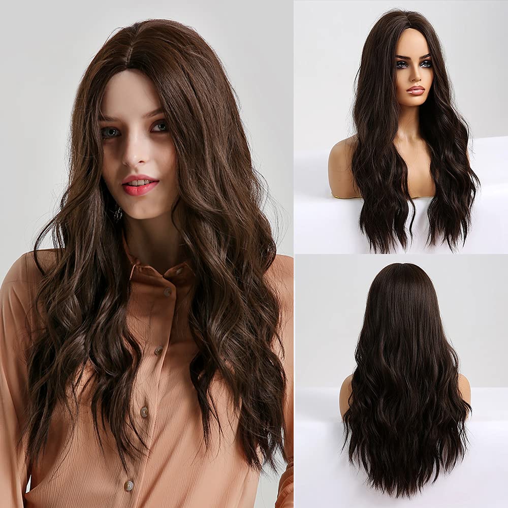 Long Wavy Synthetic Wigs for Women - Heat-Resistant, Daily Wear & Party/Cosplay (26 Inches / 66 cm, Brown) — image 1