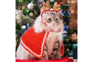 IIOSCRE Cat Dog Christmas Outfit Costume: Cat Christmas Outfit, Christmas Costume for Cat Puppy, Cat Sweater Christmas Decorations Clothes for New Year Xmas Party Cosplay Supplies Head Wear Accessories