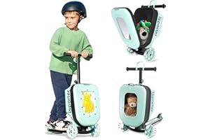 AERO MOBILITY iSporter Luggage Scooter for Kids Ages 2-5 | Ride-On Suitcase Scooters for Boys Girls | Foldable & Height Adjustable, 110lbs Max