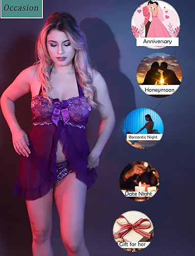 Avidlove Babydoll Lingerie for Women Halter Chemise Pregnancy Lingerie Sexy  Nightwear Purple L in Kenya