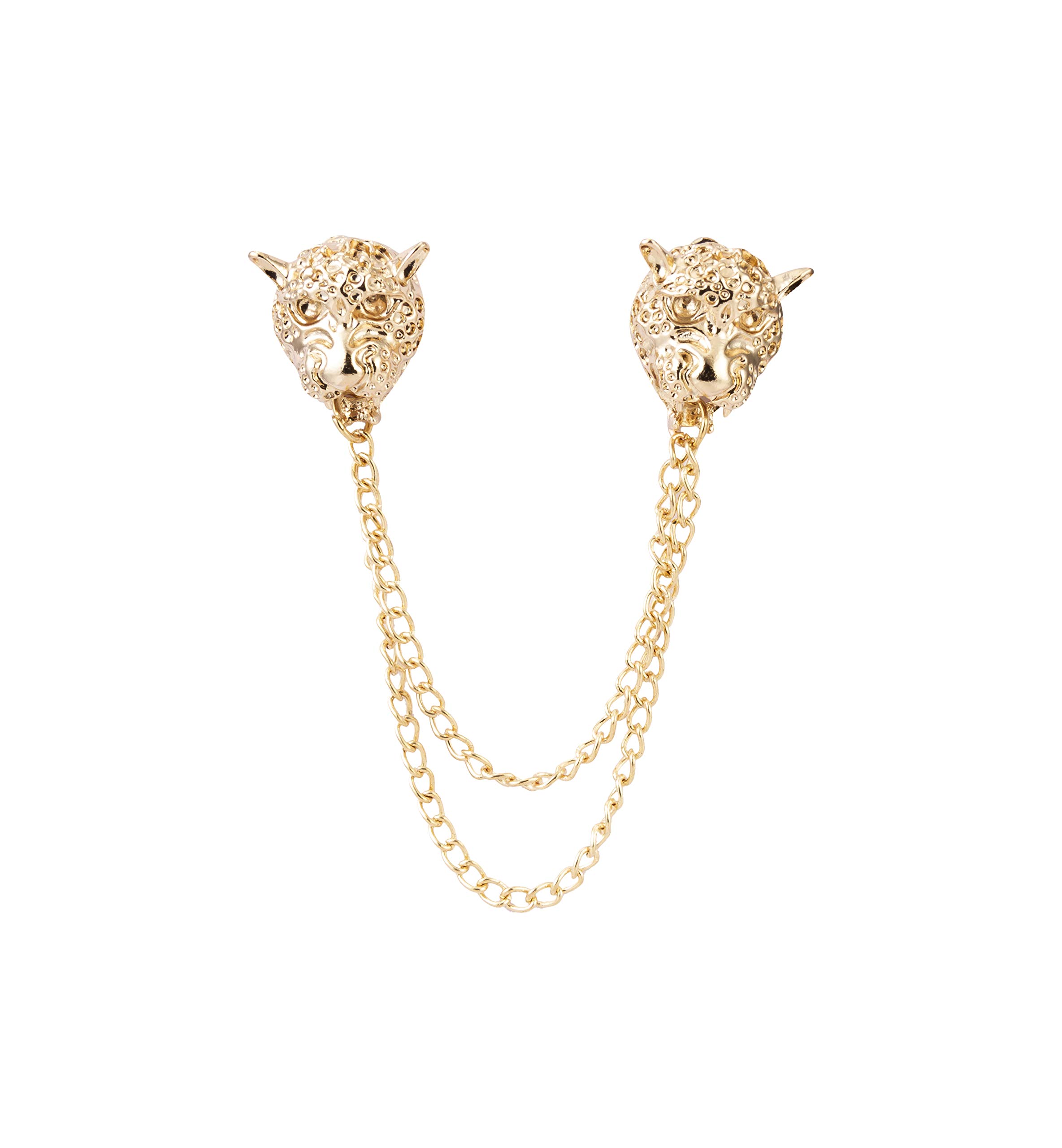 Brooch Lapel Pin for Men Men's Leopard Face with Chain Tassel Suit Collar Brooch Lapel pin