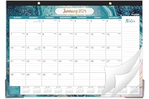 JOURNALTASTIC Desk Calendar 2024 - January 2024 - December 2024, 2024 Desk Calendar Overall size, 17" x 12", 12 Monthly Desk/Wall Calendar 2-in-1, Thick Paper with 2 Corner Protectors, Large Unruled Blocks - Floral