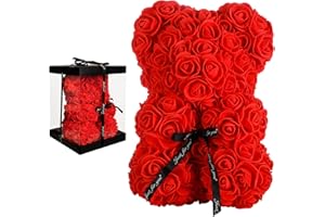 K KYMAKE Rose Bear Valentines Day Gifts for Her, Flower Bear Rose Teddy Bear Valentines Gifts for Her, Cute Romantic I Love You Anniversary Birthday Valentine's Day Gifts or Decor