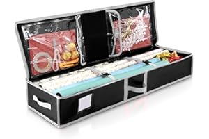 Wrapping Paper Storage Container Fits for Christmas Gifts Waterproof Woven Under Bed Gift Wrap Organizer Bags for 25-27 Paper