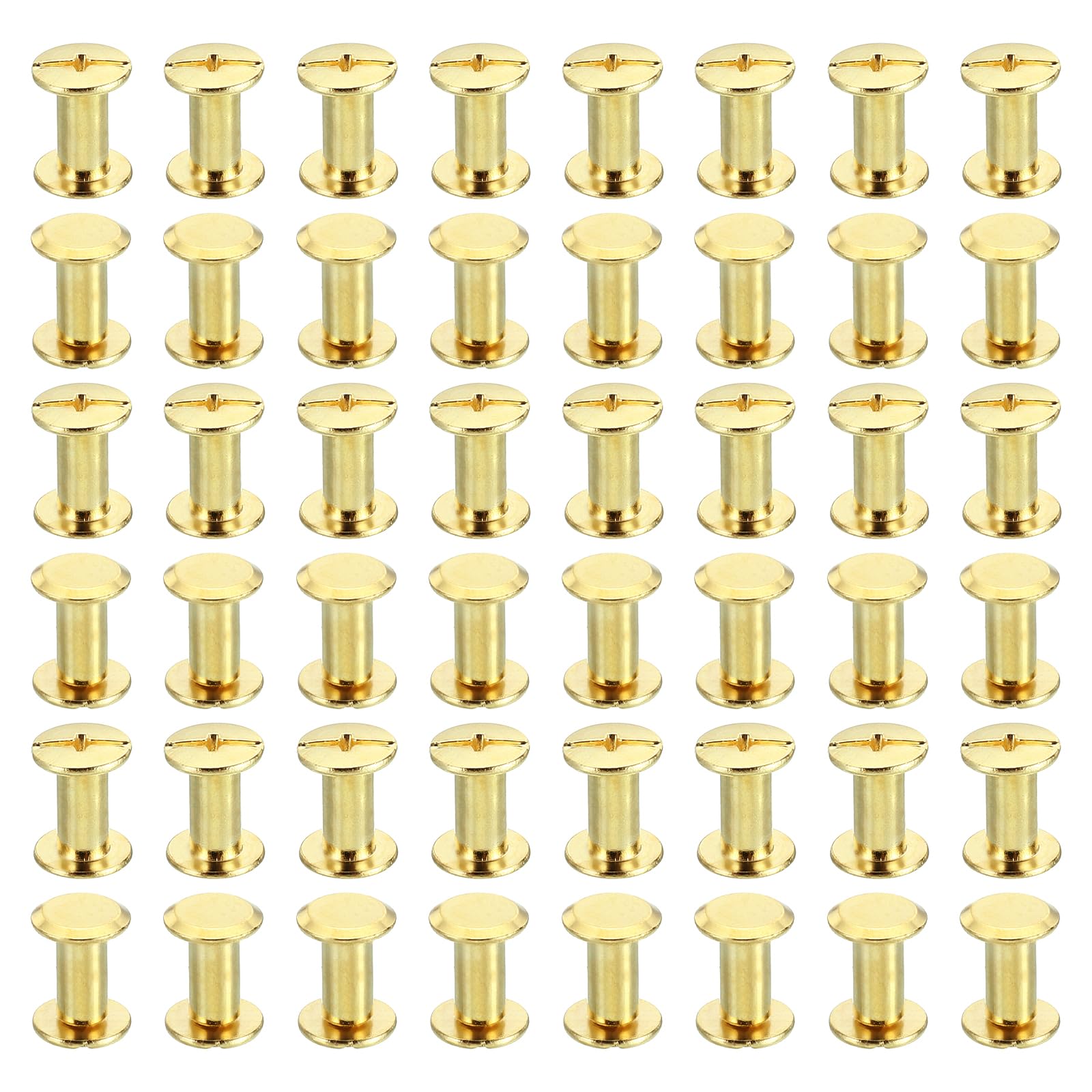 PATIKIL 50 Sets Chicago Screws, M5x10mm Chicago Screws Phillips Binding Post Screw Bolts Leather Rivets Brass Fasteners Connectors Steel for Leather Belt Scrapbook Photo Albums, Golden