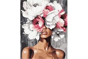 Paint by Number Kit, Woman with Flowers Art, 16x20 Inch Canvas