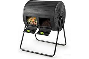 IRONMAX Dual Chamber Compost Tumbler, 37.5 Gallon Outdoor Compost Bin, BPA-Free Rotating Composter with 2 Lockable Doors, Eas