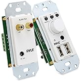 Pyle Bluetooth Receiver Wall Mount - In-Wall Audio Control Receiver w/ Dual USB Charging Port, 3.5mm AUX Input for Sound Systems - For Home Theater Entertainment - Includes DC Power Adaptor - PWPBT67