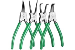 SK 4-Piece Snap Ring Pliers Set, 7-Inch Internal/External Circlip Pliers with Straight/Bent Jaw, Tip Diameter 0.07'', Premium CR-V Steel