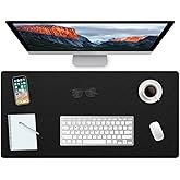 ProValley Desk Protector - Non-Slip PVC Leather Office Mat for Desktop - Waterproof Writing Pad (Black, 14" x 30")