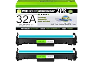 greencycle 2Pack 32A Compatible Drum Unit Replacement for Hp 32A Imaging Drum CF232A use for LaserJet Pro M203dn M203dw M227fdn M227fdw M118dw M148fdw M227fdn Printer (Black, 2-Pack)