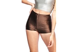 ROSANC Shiny Shorts High Waist Neon Dance Shorts Comfy Stretch Nylon Spandex Hotpants for Disco Party Rave Halloween Costumes
