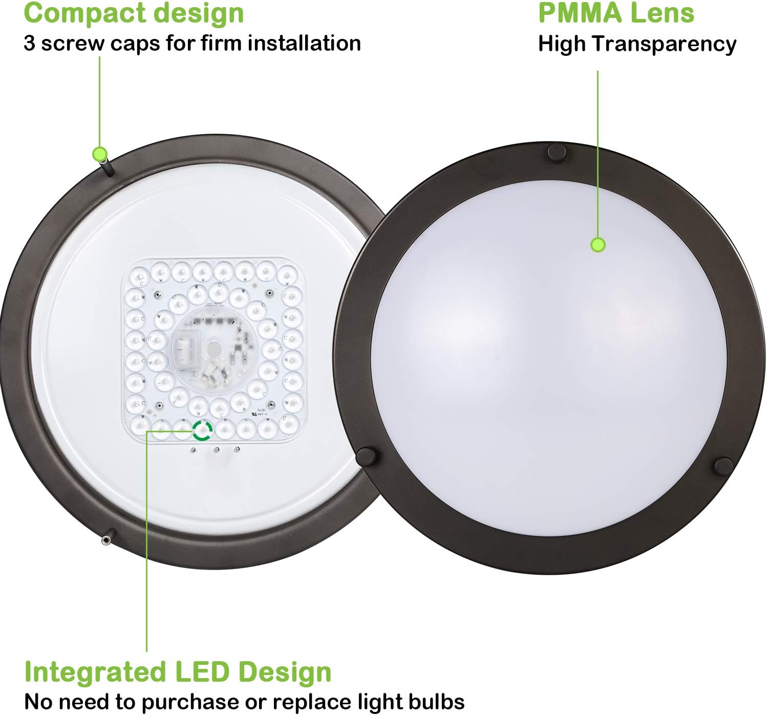 13 inch Flush Mount LED Ceiling Light Fixture, 3000K/4000K/5000K Adjustable Ceiling Lights, Oil Rubbed Bronze Saturn Dimmable Lighting for Hallway Bathroom Kitchen or Stairwell, ETL Listed - - 