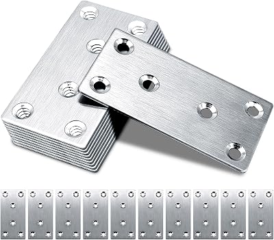 Gorffy 10pcs Flat Brackets 80x40mm Stainless Steel Wood Joining Plates Mending