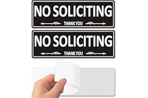 i-CowFun (2 Pack) Premium Metal Self-Adhesive No Soliciting Sign for Front Door, 7.5 x 2.5 Inches Aluminum No Solicitation Signs for House, Business, Home, Office, Window, No Fade, Rust Free