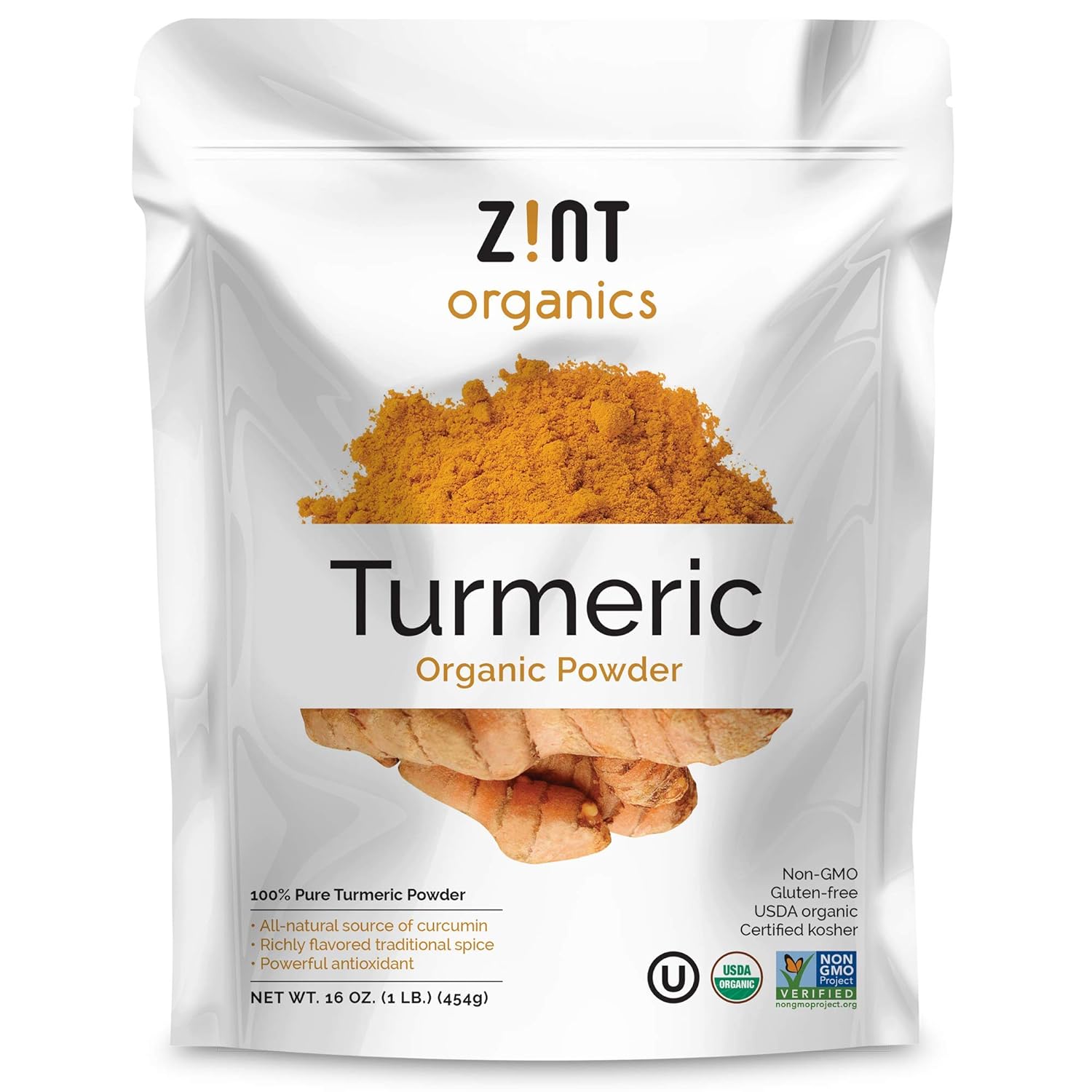 Zint Organic Turmeric Root Powder (16 oz): Raw Natural Whole-Food Holistic Curcumin Supplement Spice