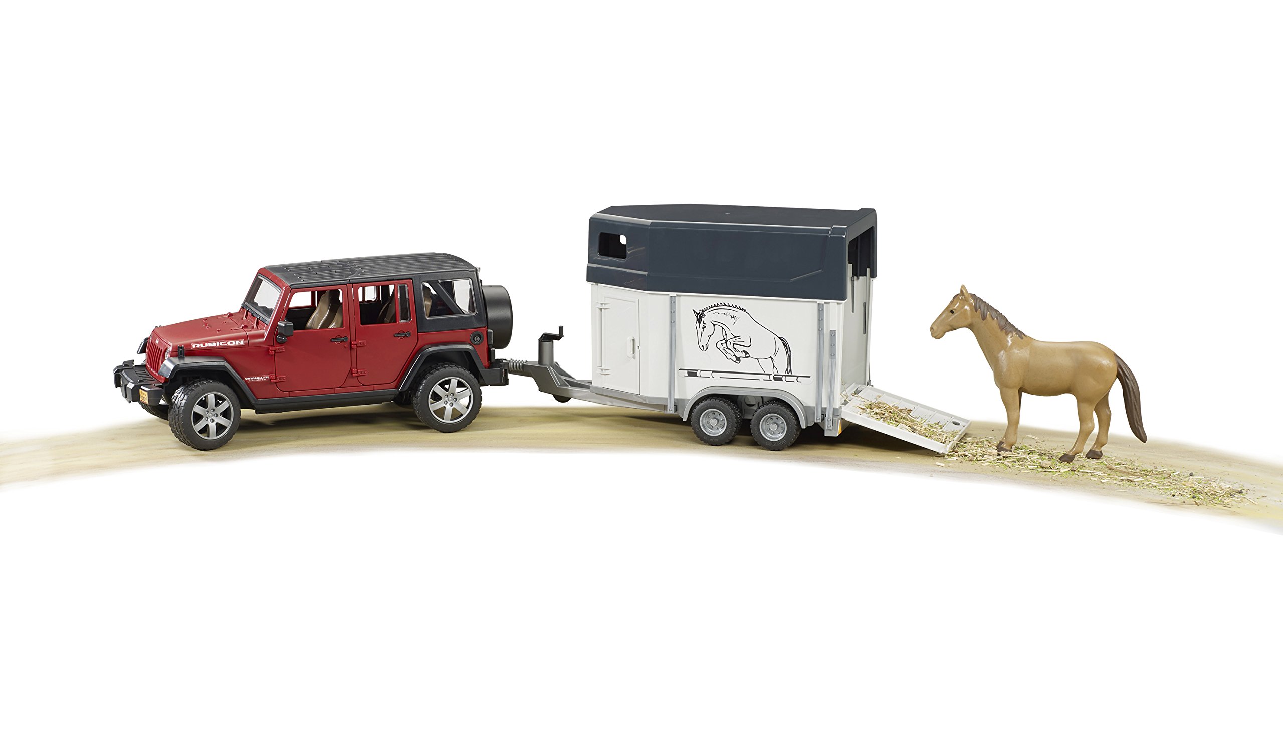 Bruder Jeep Wrangler Unlimited Rubicon with Horse Trailer and Horse Buy Online in United Arab