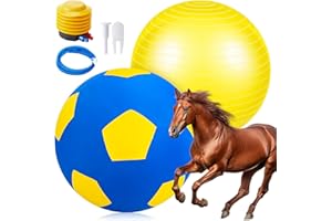 Suilung 30 Inch Giant Herding Ball with Cover Anti Burst Ball Please Watch VCR for How to Inflation Horse Toys for Horses Stall Entertainment Play, Pump Included (Yellow Blue, Classic)