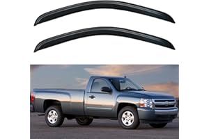 YQAUTEC Window Visors Rain Guards Shield for 2007-2013 Chevy Silverado/GMC Sierra 1500 Regular Cab, Window Wind Deflectors Vent Shades for 07-14 Silverado/Sierra 2500HD 3500HD Standard Cab