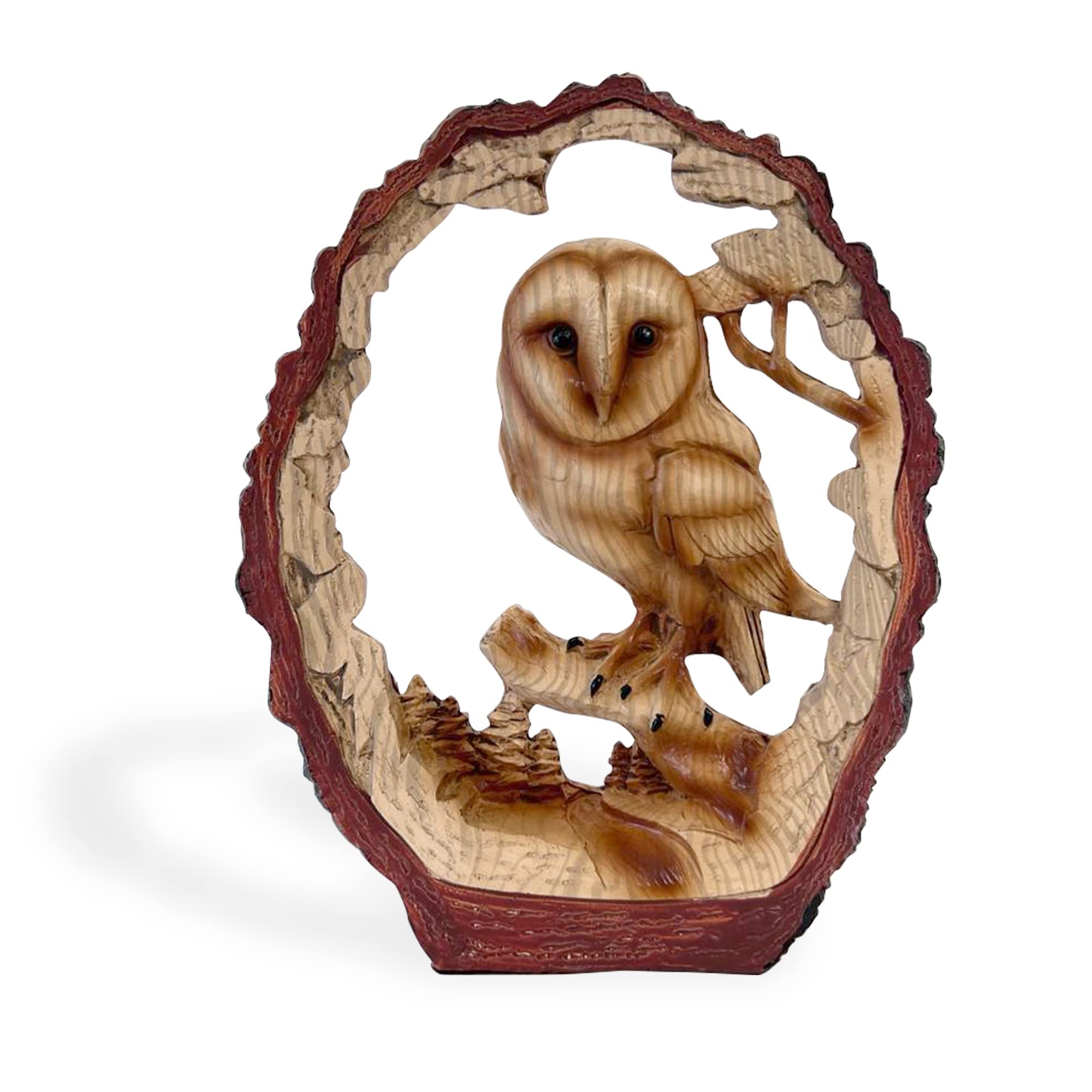 Free Standing Graceful Owl on Log Decorative Ornament