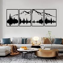 Amazon.com: YIYA 4 piezas de arte de pared de metal de montaña ...