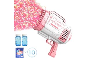 WESFUNER Bubble Machine Gun, 80 Holes Bubble Gun Bubbles Kids Toys for Toddlers Boys Girls Age 3 4 5 6 7 8 9 10 11 12 Year Old, Outdoor Indoor Summer Toys Birthday Gifts,Wedding Party Favors-Pink