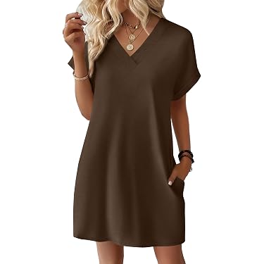 WNEEDU Robe Longue Femme Été - Robe Plage Sans Manches Col V Décontractée Avec Poches