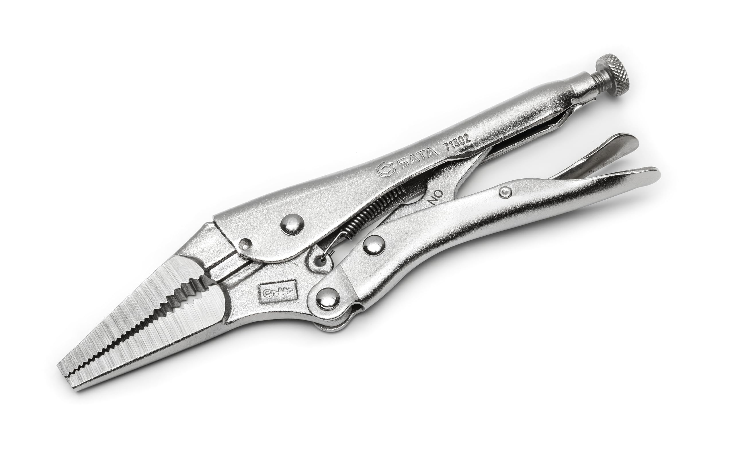 SATA ST71302ST Long Nose Locking Pliers with Nickel-Plated Steel Body and Narrow Profile to Fit into Confined Areas