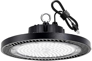 Gugsey LED High Bay Light, 200W 28000lm 5000K High Bay Led Shop Light with Plug 5' Cable and Hook Ring, UFO High Bay Led Lights for Garage Gym Warehouse Workshop
