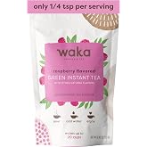 Waka Instant Raspberry Green Tea Powder, 0.45 oz Travel Pack | Naturally Flavored, Unsweetened Concentrated Green Tea Powder, Travel Size Makes up to 20 Cups