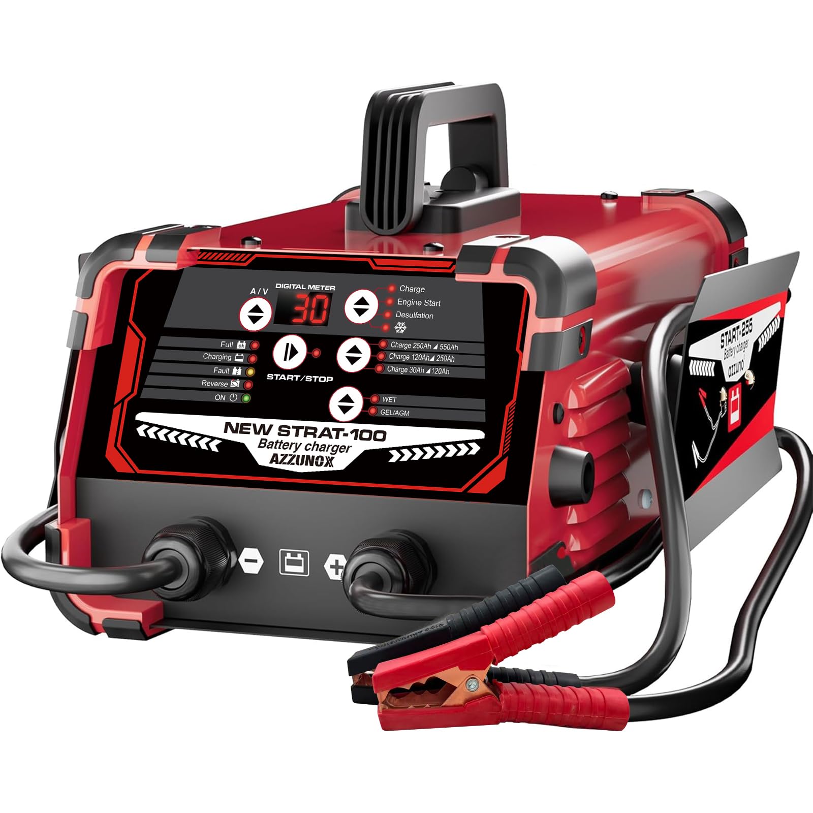 Photo 1 of AZZUNOX 12V 24V Car Battery Charger & 130A Engine Starter, 0-30A Automatic Battery Maintainer, with Engine Start, Auto Desulfator, Battery Repair, Winter Mode, for AGM, STD, Gel, Deep Cycle Batteries