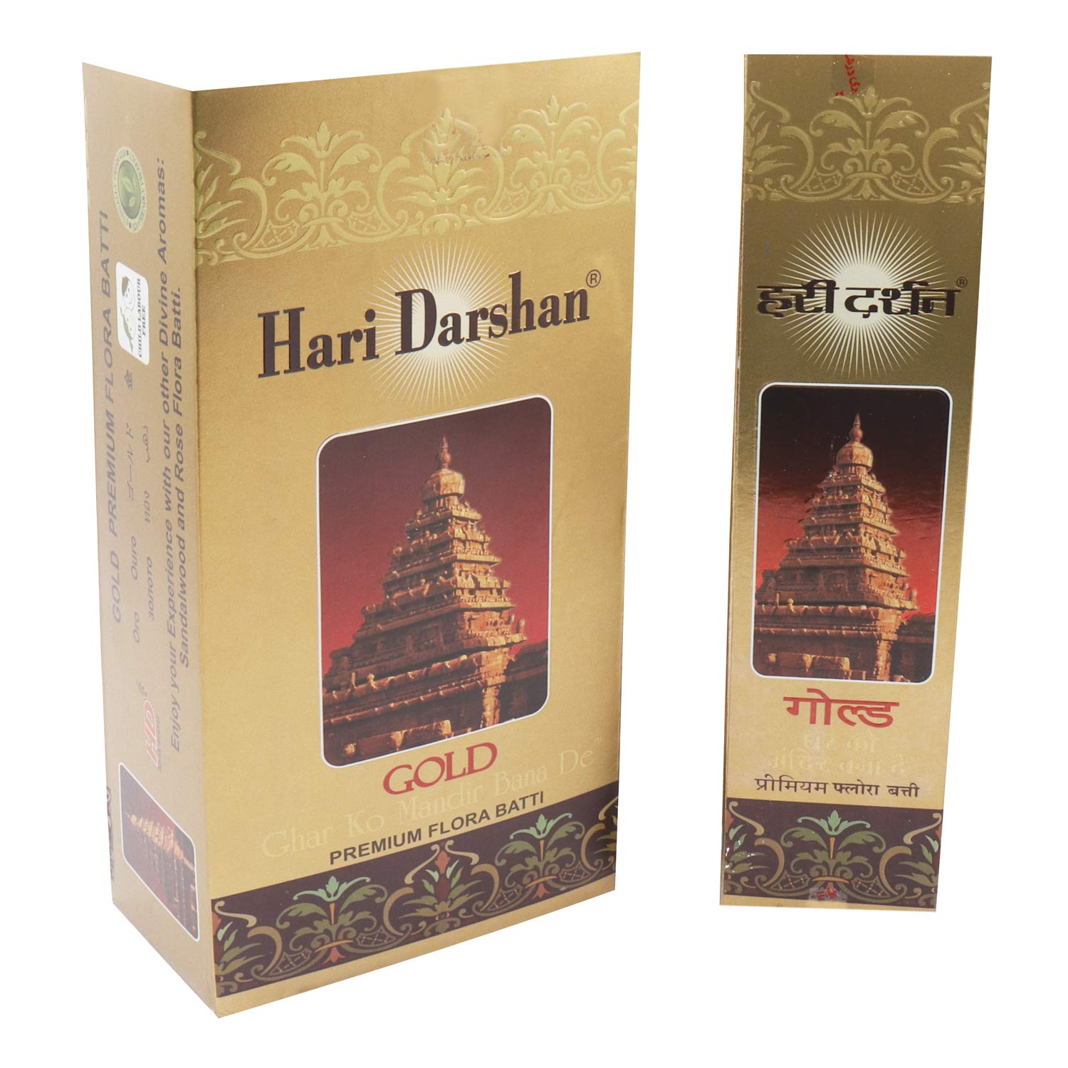 Hari Darshan Temple Gold Agarbatti (12 Sticks, Pack of 12) 144 Flora